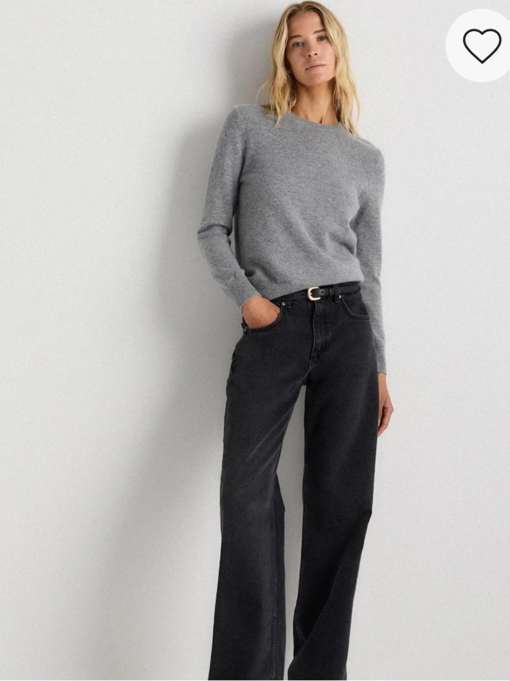 Quince mongolian Cashmere shrunken Crewneck Sweater Gray s - Picture 4 of 5